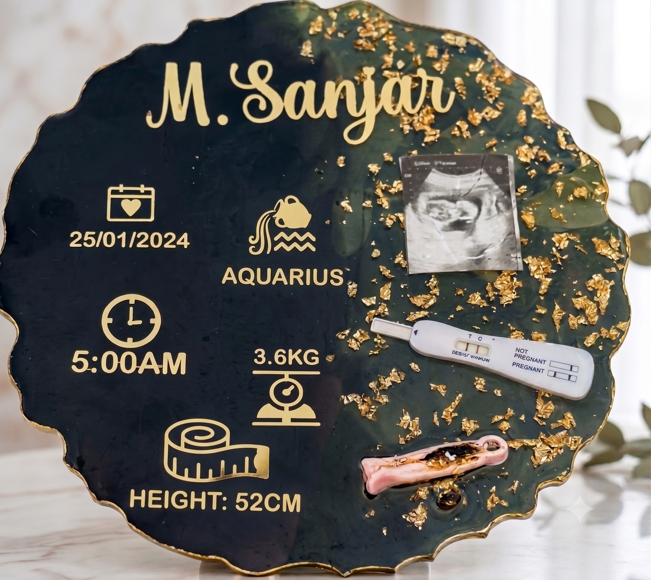 Birth Memory Plaque with Photo, Personalized New Born Gift