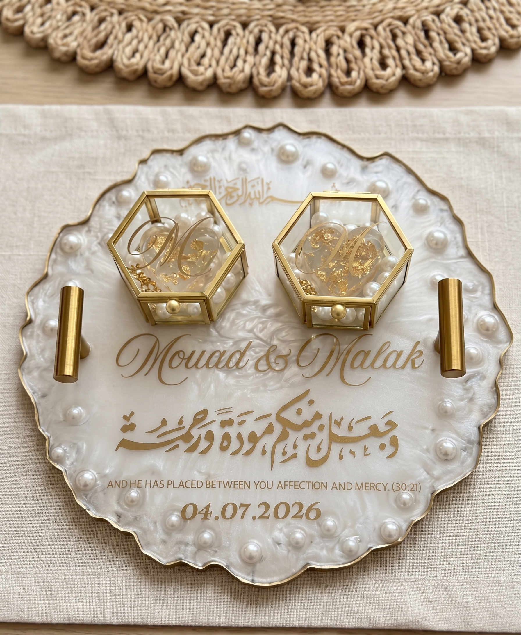 Luxury Ring Platter with Gold Ring Holders