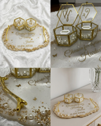 Oval Wedding/Enagagement Ring Platter with Gold Boxes
