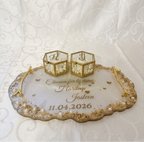 Oval Wedding/Enagagement Ring Platter with Gold Boxes