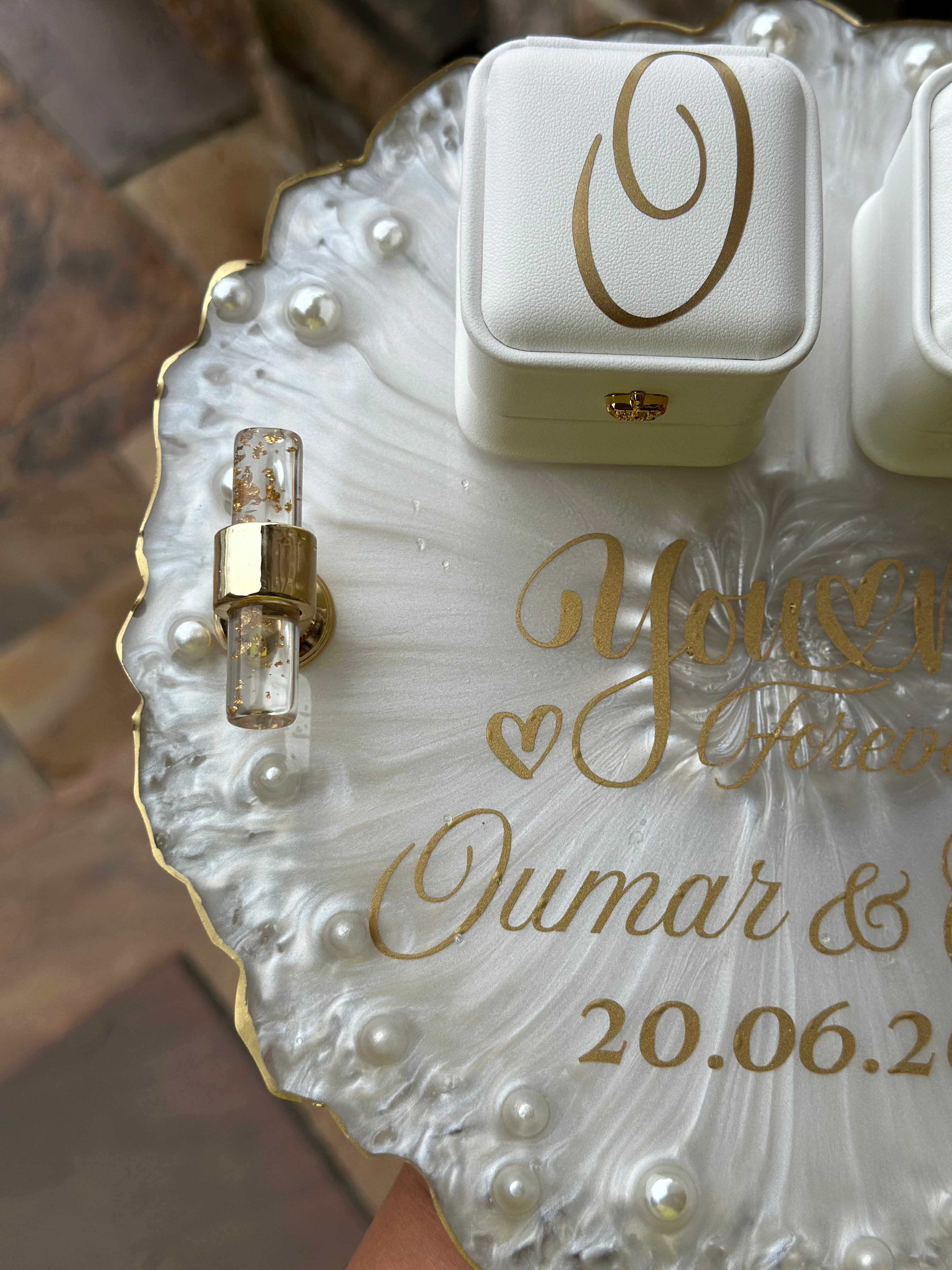 Luxury Ring Platter with Velvet Cushion Ring Holders