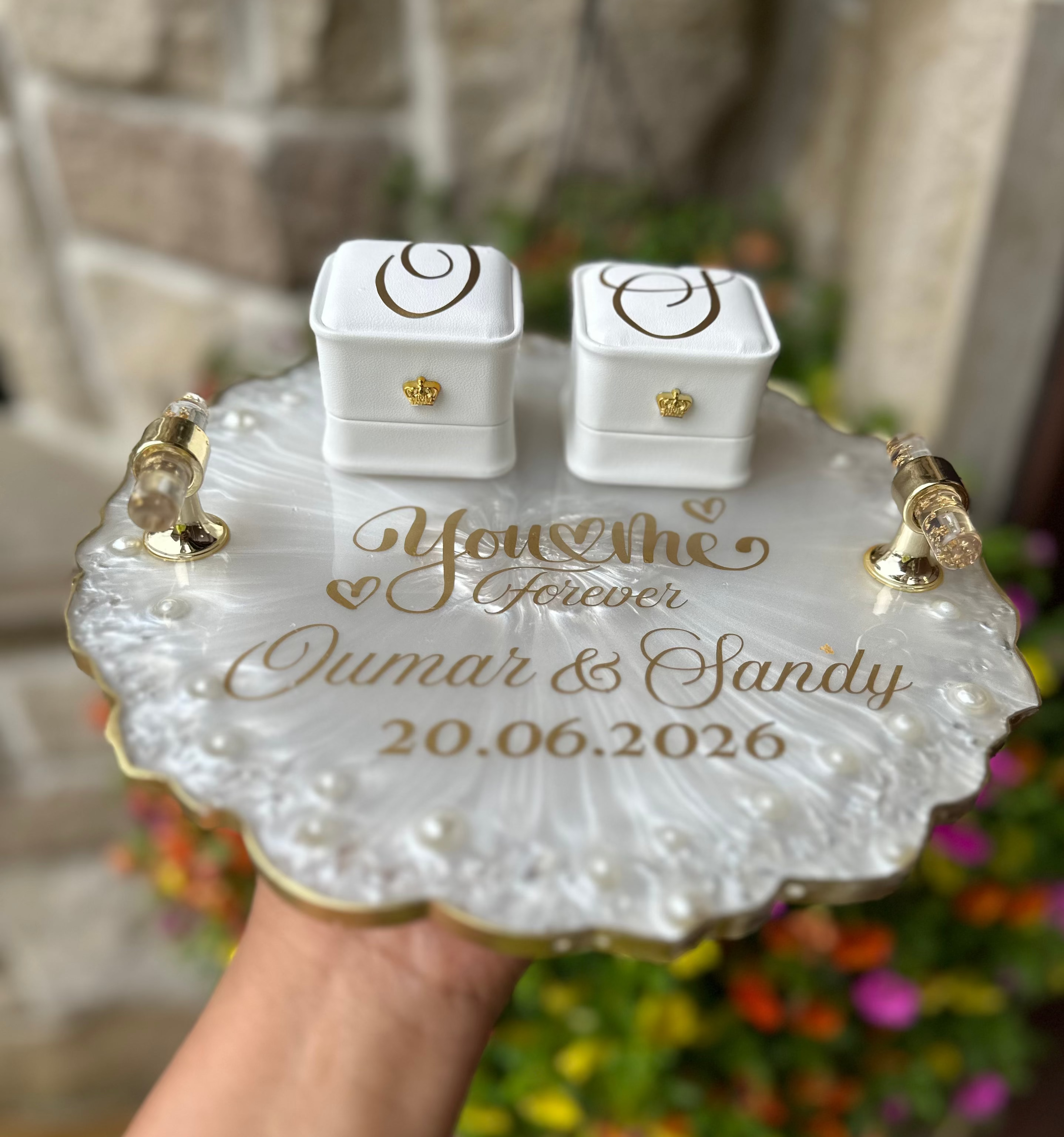 Luxury Ring Platter with Velvet Cushion Ring Holders