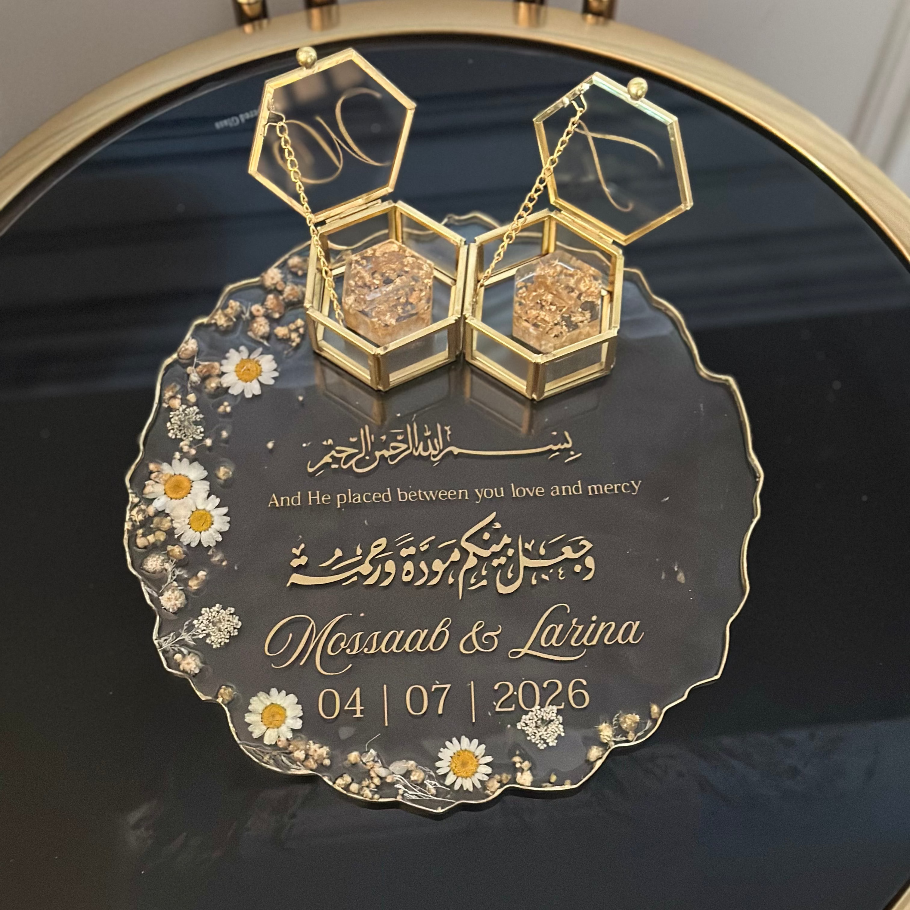 Transparent Ring Platter with Gold Ring Holders