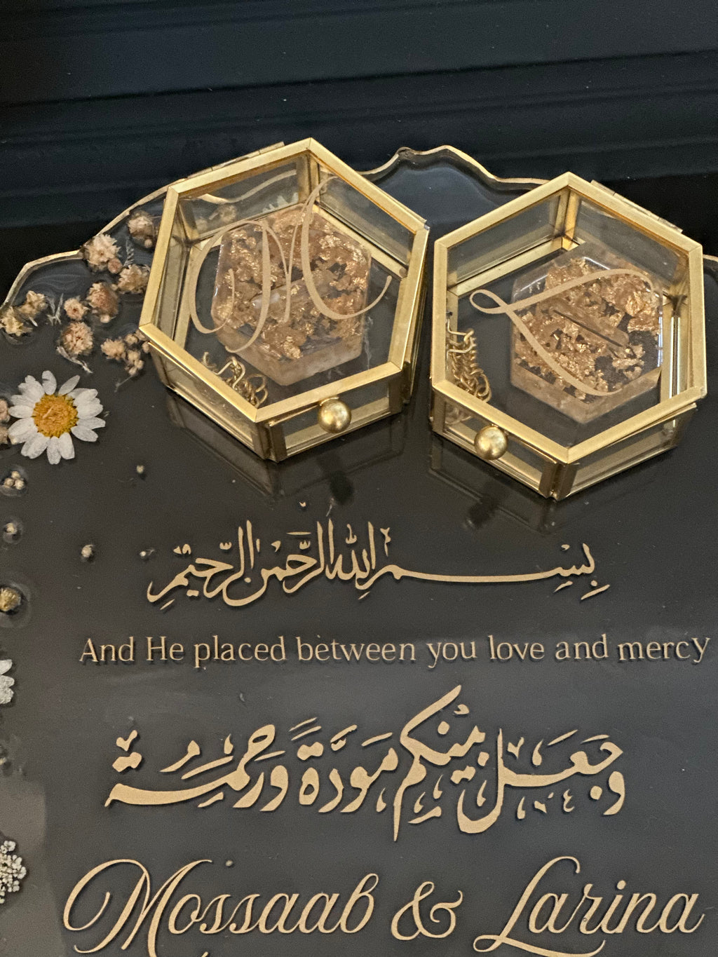 Transparent Ring Platter with Gold Ring Holders