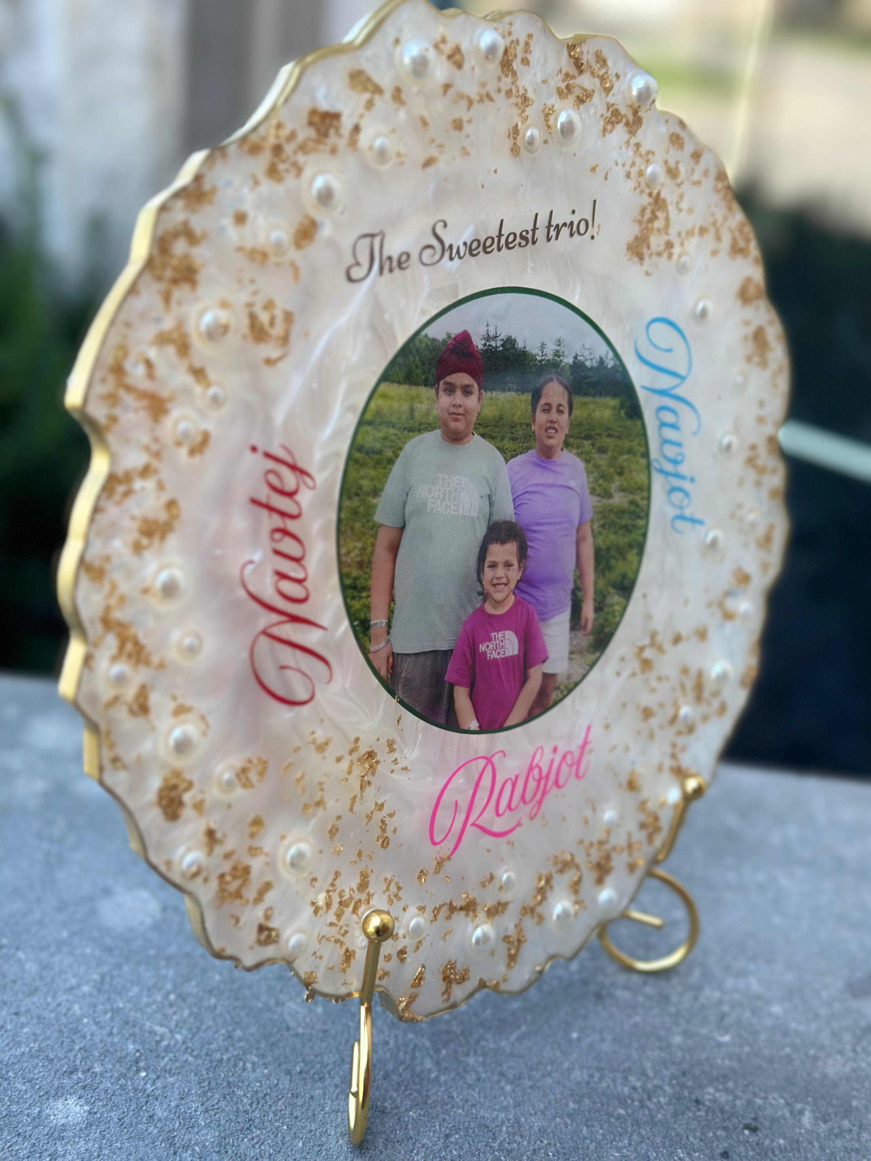 Personalized Siblings Resin Photo Plaque