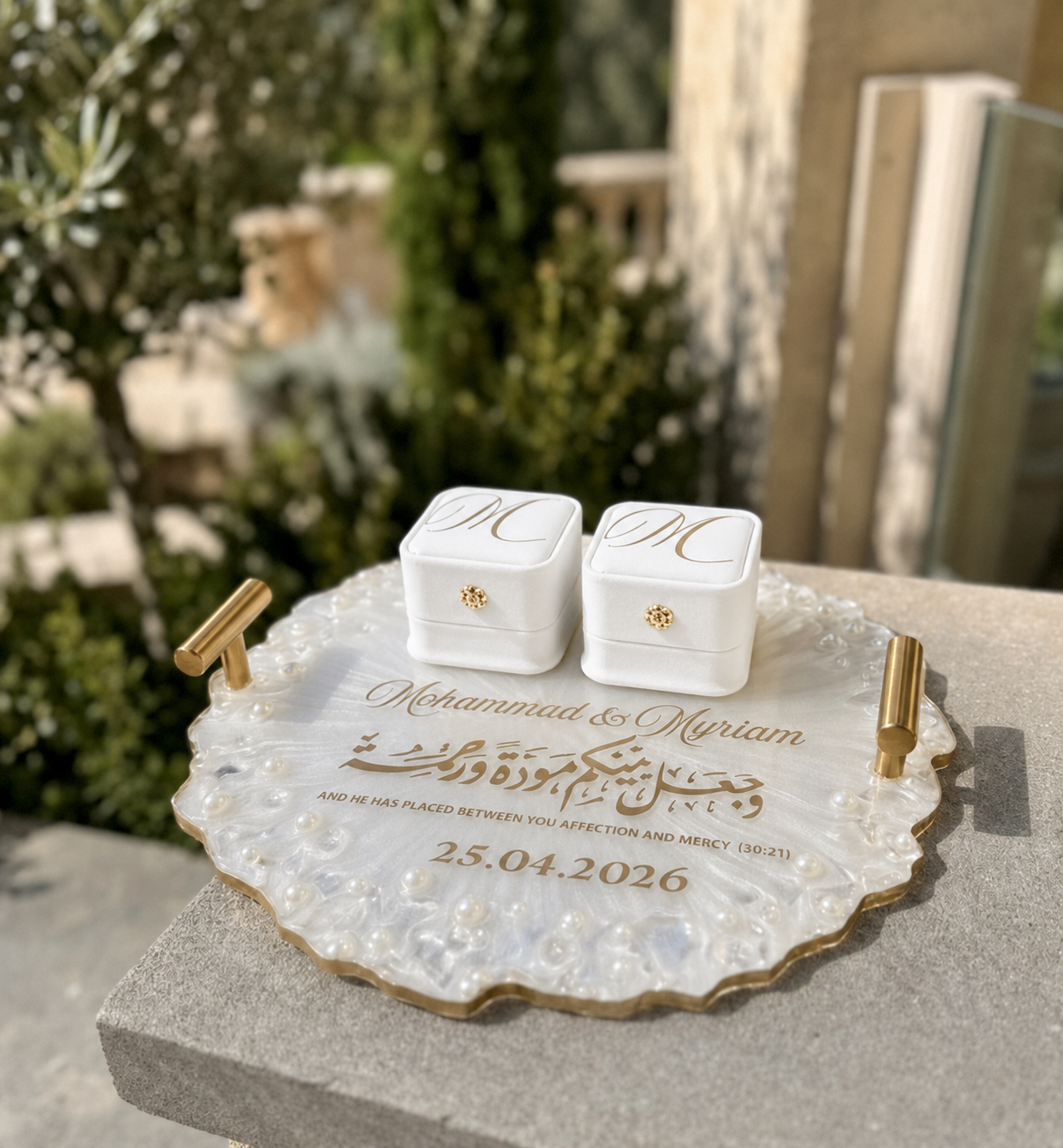 Luxury Platter with velvet cushion Ring holders