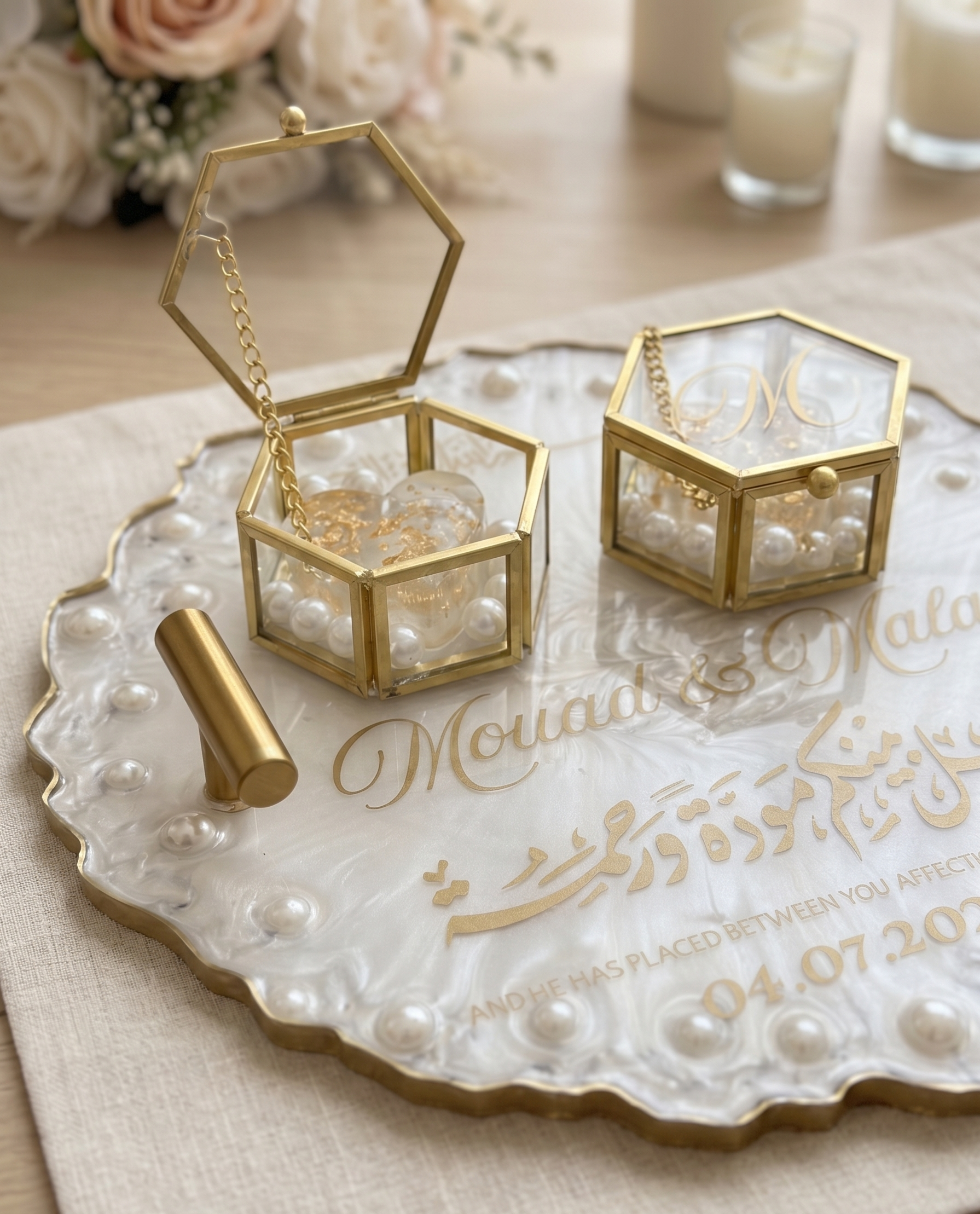 Luxury Ring Platter with Gold Ring Holders