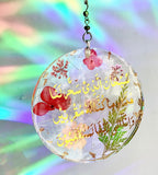 Islamic Car Mirror Hanging Charm: Resin Pendant with Real Flowers