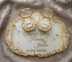 Oval Wedding/Enagagement Ring Platter with Gold Boxes