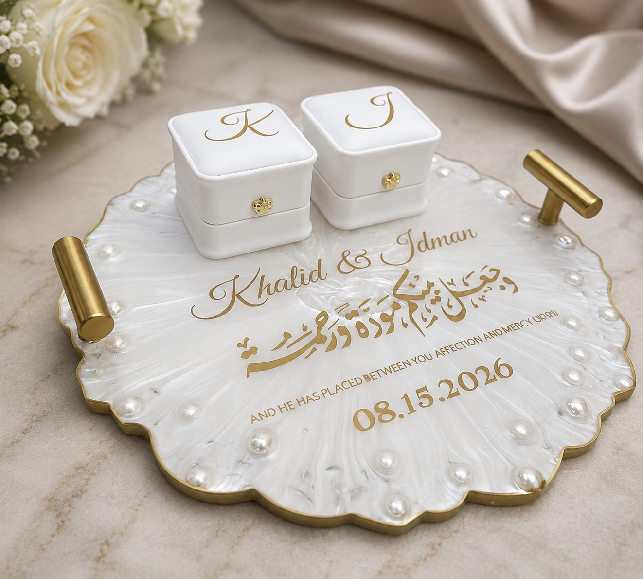 Luxury Platter with velvet cushion Ring holders